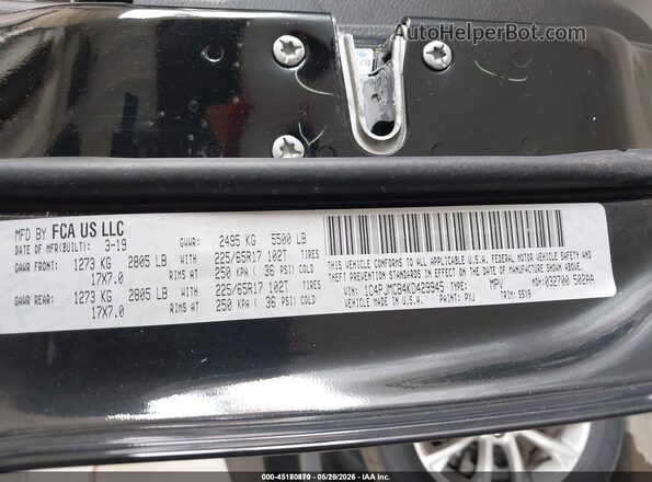 1C4PJMCB4KD429945 2019 JEEP CHEROKEE Black ძრავის განყოფილების ხედი