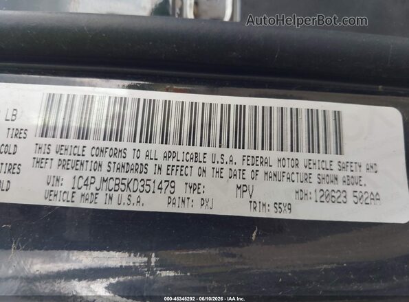 1C4PJMCB5KD351479 2019 JEEP CHEROKEE Black Widok komory silnika