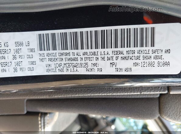 1C4PJMCB7GW219125 2016 JEEP CHEROKEE Black ძრავის განყოფილების ხედი
