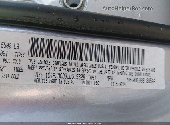 1C4PJMCB8JD515628 2018 JEEP CHEROKEE Silver Շարժիչի բաժամունքի տեսք