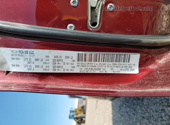 1C4PJMCB8JD609508 2018 JEEP CHEROKEE Maroon VIN sticker view
