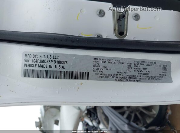 1C4PJMCB8MD100328 2021 JEEP CHEROKEE White Engine compartment view