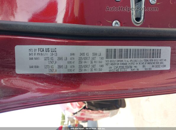 1C4PJMCB9LD550780 2020 JEEP CHEROKEE Burgundy ძრავის განყოფილების ხედი