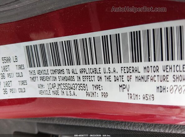 1C4PJMCS5GW373591 2016 JEEP CHEROKEE Red Vista del compartimento del motor