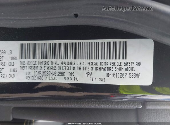 1C4PJMCS7HW612981 2017 JEEP CHEROKEE Black Вид підкапотного простору