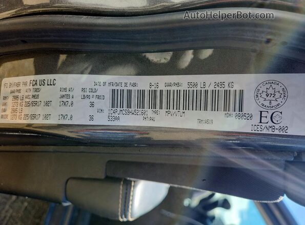 1C4PJMCS9HW521601 2017 JEEP CHEROKEE Charcoal VIN sticker view