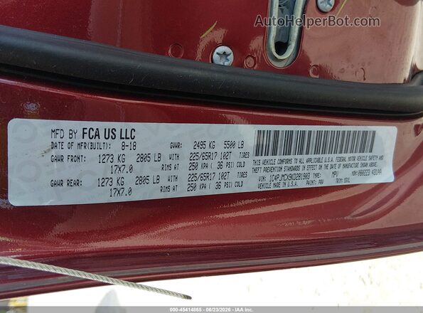 1C4PJMCX9KD281903 2019 JEEP CHEROKEE Бордовый Вид подкапотного пространства