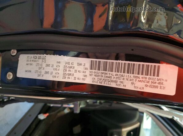 1C4PJMDB7GW300480 2016 JEEP CHEROKEE Black VIN კოდის სტიკერის ხედი