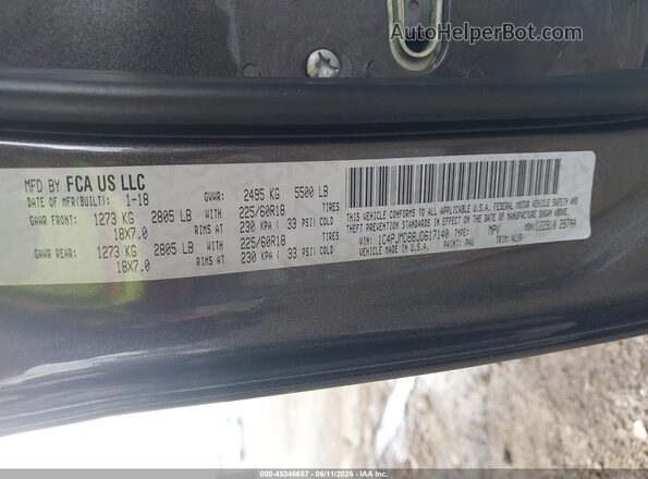 1C4PJMDB8JD617140 2018 JEEP CHEROKEE Gray Շարժիչի բաժամունքի տեսք