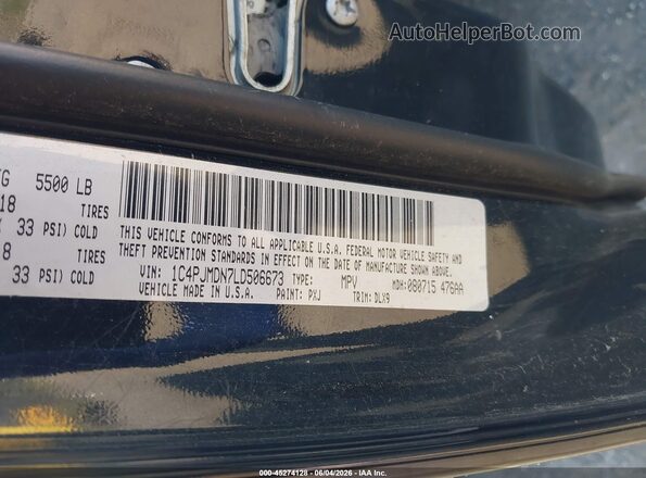 1C4PJMDN7LD506673 2020 JEEP CHEROKEE Black Вид підкапотного простору