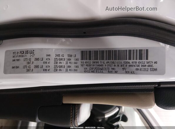 1C4PJMDS5HW613173 2017 JEEP CHEROKEE White Vista del compartimento del motor