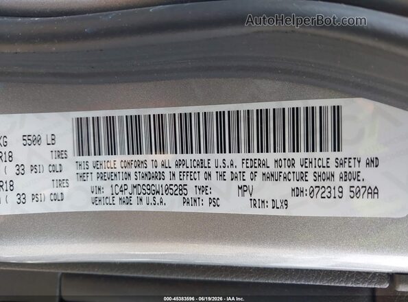 1C4PJMDS9GW105285 2016 JEEP CHEROKEE Silver Widok komory silnika