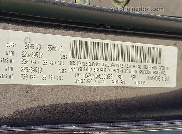 1C4PJMDX0LD516821 2020 JEEP CHEROKEE Gray Engine compartment view