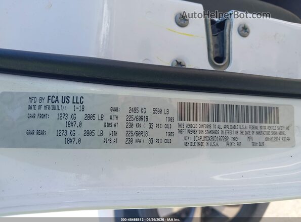 1C4PJMDX2KD107282 2019 JEEP CHEROKEE Белый Вид подкапотного пространства