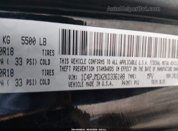 1C4PJMDX2KD336108 2019 JEEP CHEROKEE Black Вид підкапотного простору