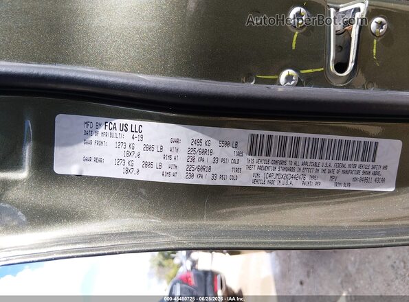1C4PJMDX2KD442476 2019 JEEP CHEROKEE Зеленый Вид подкапотного пространства