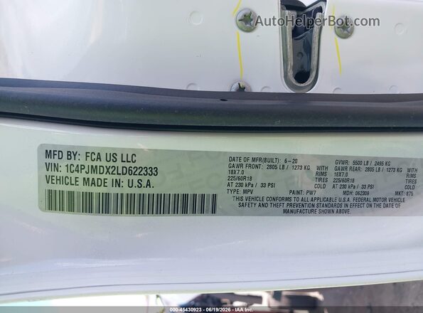 1C4PJMDX2LD622333 2020 JEEP CHEROKEE White Widok komory silnika