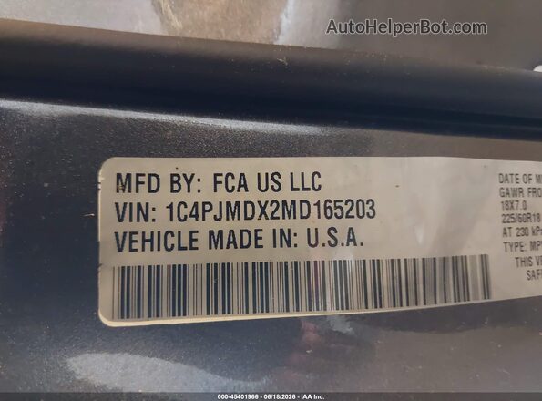 1C4PJMDX2MD165203 2021 JEEP CHEROKEE Gray Engine compartment view