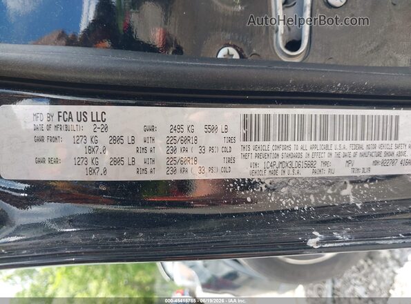 1C4PJMDX3LD615682 2020 JEEP CHEROKEE Black Engine compartment view