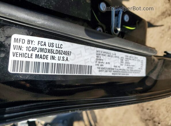 1C4PJMDX6LD624697 2020 JEEP CHEROKEE Black VIN sticker view