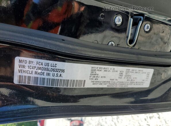 1C4PJMDX6LD632296 2020 JEEP CHEROKEE Черный Вид наклейки с VIN-кодом