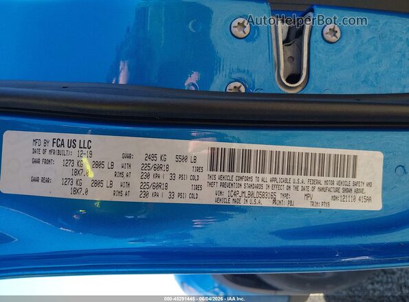 1C4PJMLB0LD583165 2020 JEEP CHEROKEE Blue Widok komory silnika