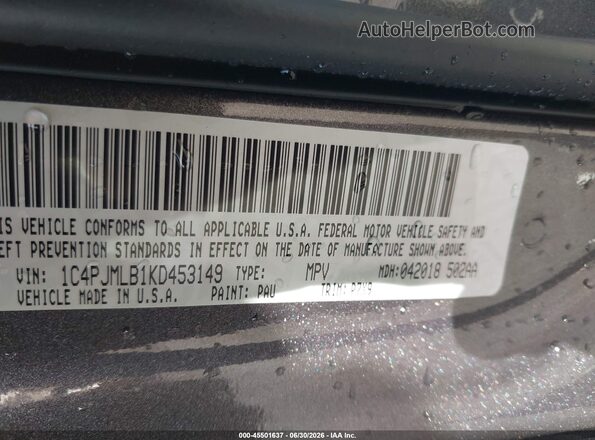1C4PJMLB1KD453149 2019 JEEP CHEROKEE Gray Engine compartment view