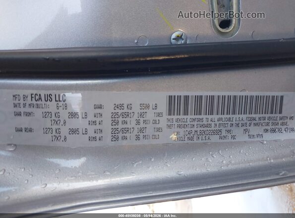 1C4PJMLB2KD226925 2019 JEEP CHEROKEE Silver 