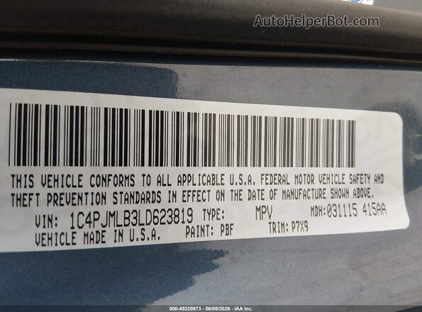 1C4PJMLB3LD623819 2020 JEEP CHEROKEE Синий Вид подкапотного пространства