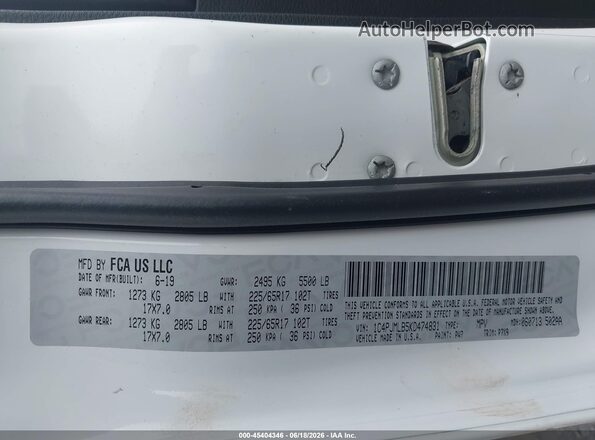 1C4PJMLB5KD474831 2019 JEEP CHEROKEE White Вид підкапотного простору