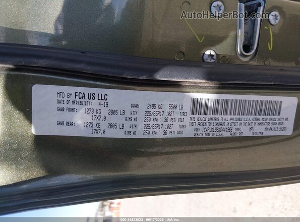 1C4PJMLB6KD441966 2019 JEEP CHEROKEE Green 