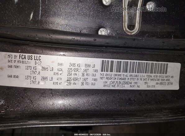 1C4PJMLBXJD508244 2018 JEEP CHEROKEE Gray Vista del compartimento del motor