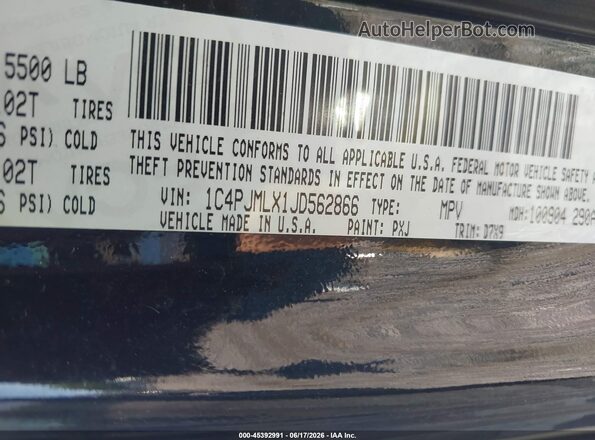 1C4PJMLX1JD562866 2018 JEEP CHEROKEE Black Widok komory silnika