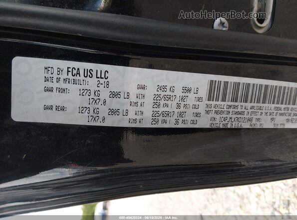 1C4PJMLX7KD121048 2019 JEEP CHEROKEE Black Engine compartment view