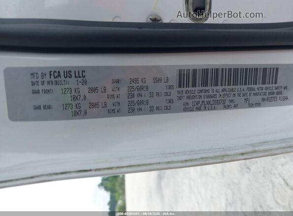 1C4PJMLXXLD593732 2020 JEEP CHEROKEE White Շարժիչի բաժամունքի տեսք