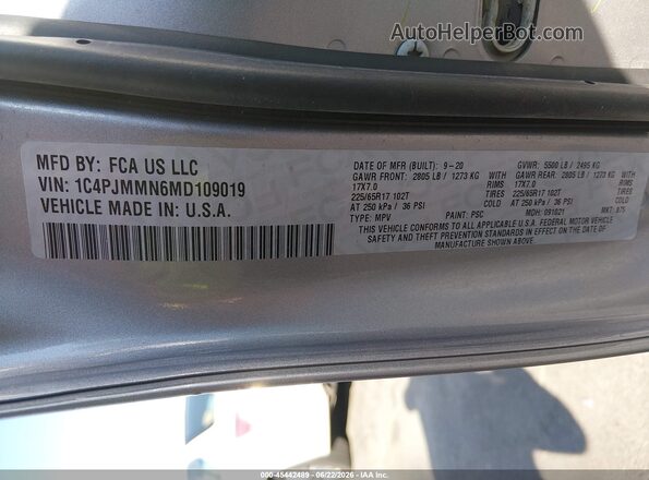 1C4PJMMN6MD109019 2021 JEEP CHEROKEE Silver Engine compartment view