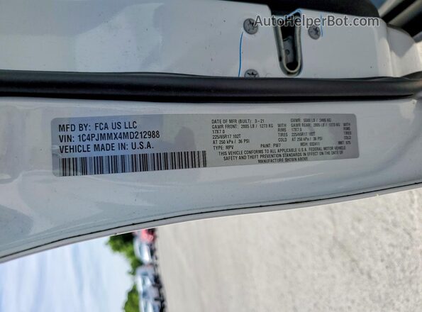 1C4PJMMX4MD212988 2021 JEEP CHEROKEE Белый 
