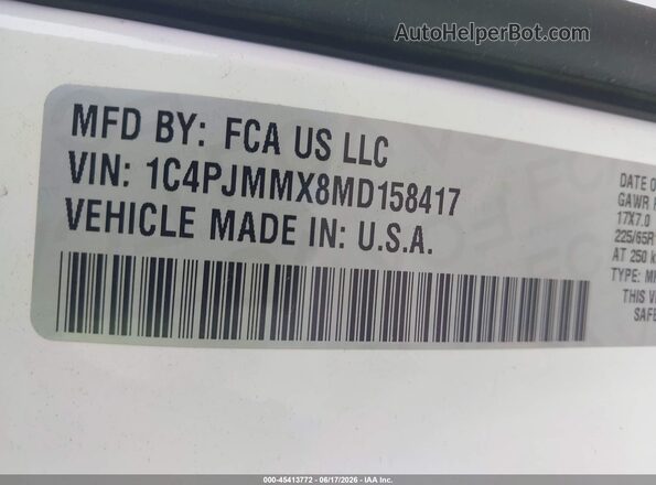 1C4PJMMX8MD158417 2021 JEEP CHEROKEE White Widok komory silnika