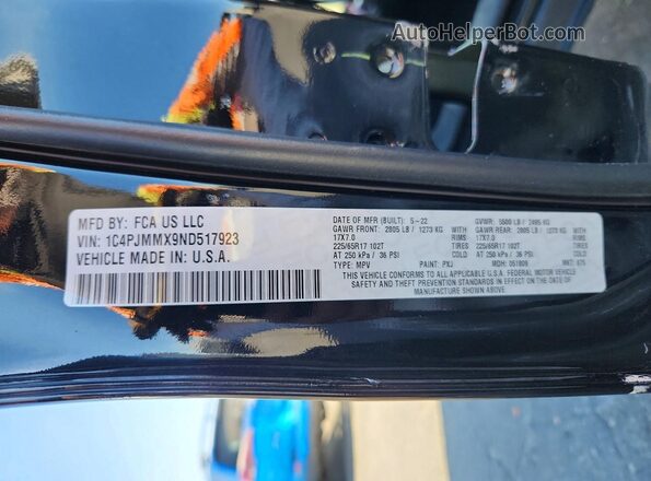 1C4PJMMX9ND517923 2022 JEEP CHEROKEE Black Սալոնի 360 աստիճան տեսք