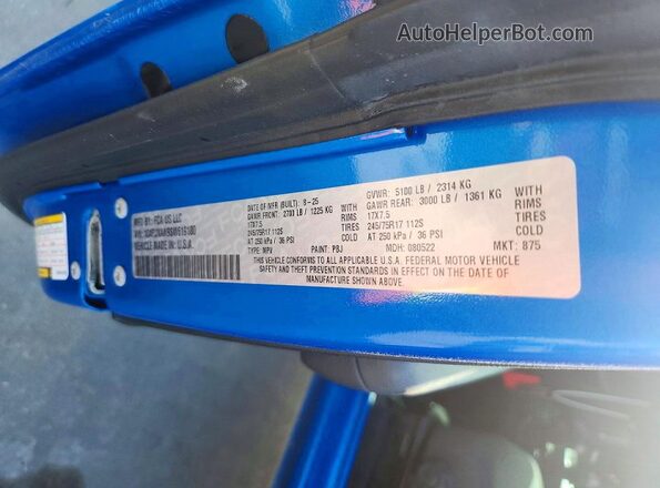 1C4PJXAN9SW619100 2025 JEEP WRANGLER Синий Вид наклейки с VIN-кодом