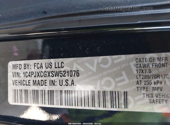 1C4PJXCGXSW521076 2025 JEEP WRANGLER Black Widok komory silnika