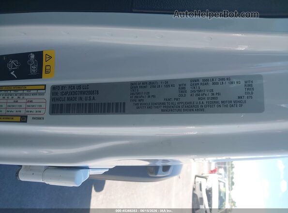 1C4PJXDG7RW200878 2024 JEEP WRANGLER Белый Вид подкапотного пространства