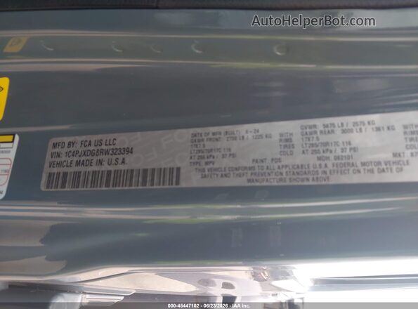 1C4PJXDG8RW323394 2024 JEEP WRANGLER Gray Вид підкапотного простору