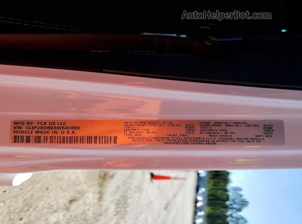 1C4PJXDN5SW642899 2025 JEEP WRANGLER White Սալոնի 360 աստիճան տեսք