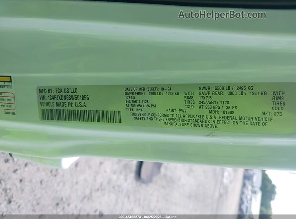 1C4PJXDN6SW501856 2025 JEEP WRANGLER White Vista del compartimento del motor