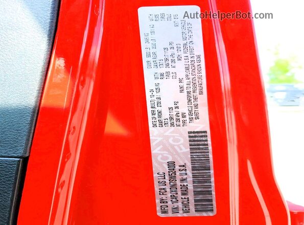 1C4PJXDN7SW524000 2025 JEEP WRANGLER Red Vista de la etiqueta del VIN