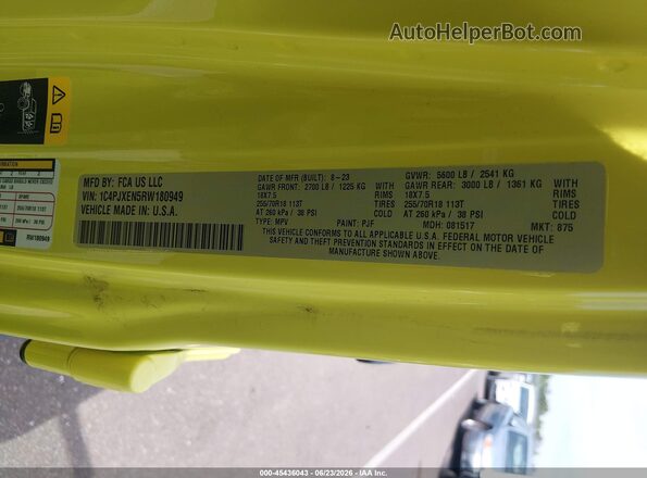 1C4PJXEN5RW180949 2024 JEEP WRANGLER Yellow Շարժիչի բաժամունքի տեսք