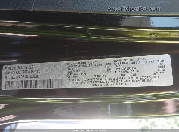 1C4PJXFG0TW189128 2026 JEEP WRANGLER Black Widok komory silnika