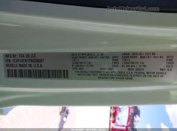 1C4PJXFN1TW236567 2026 JEEP WRANGLER Белый 