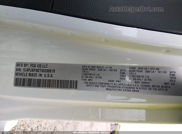 1C4PJXFN2TW286619 2026 JEEP WRANGLER White 